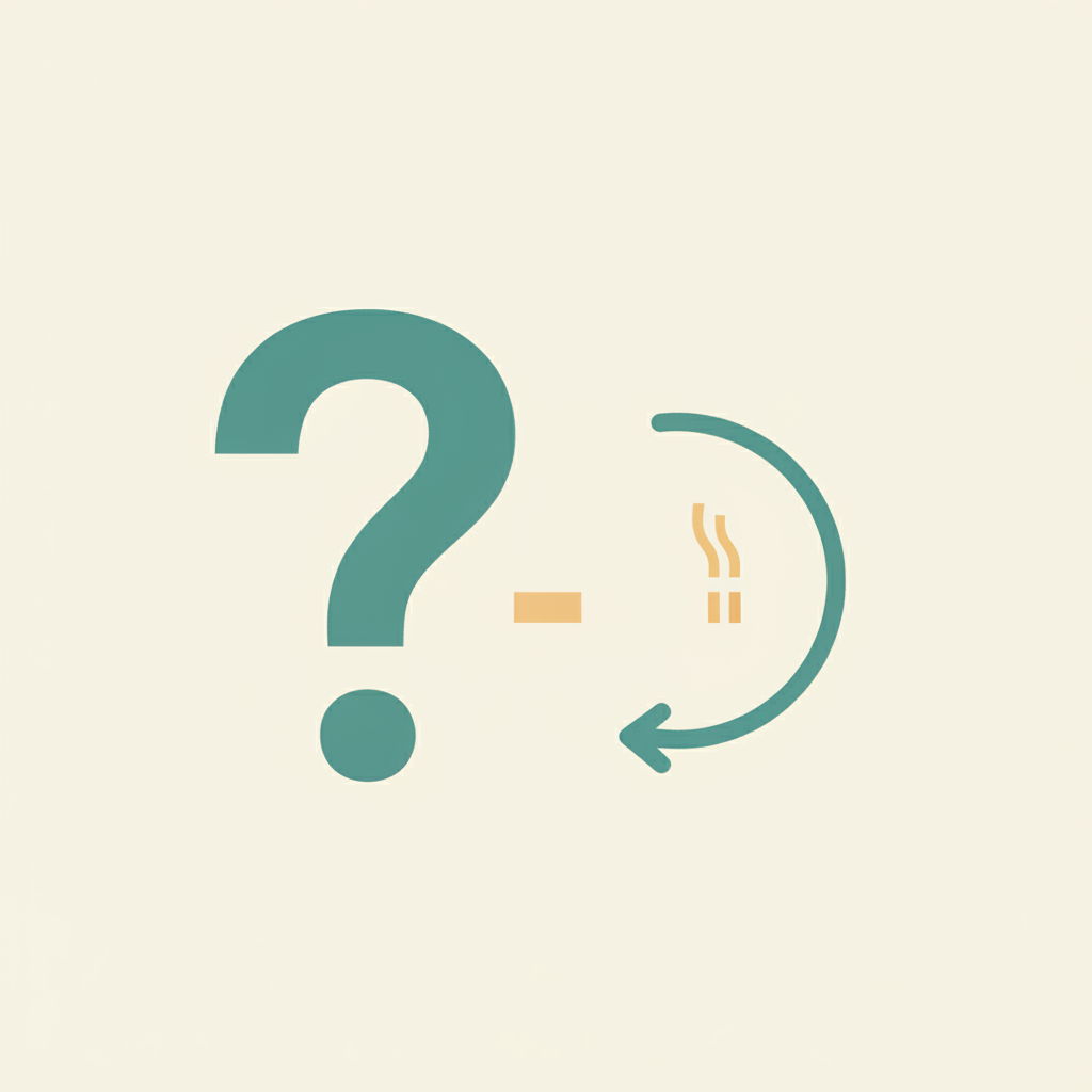 Illustration of a question mark next to a cigarette icon, representing the smoking-cessation question
