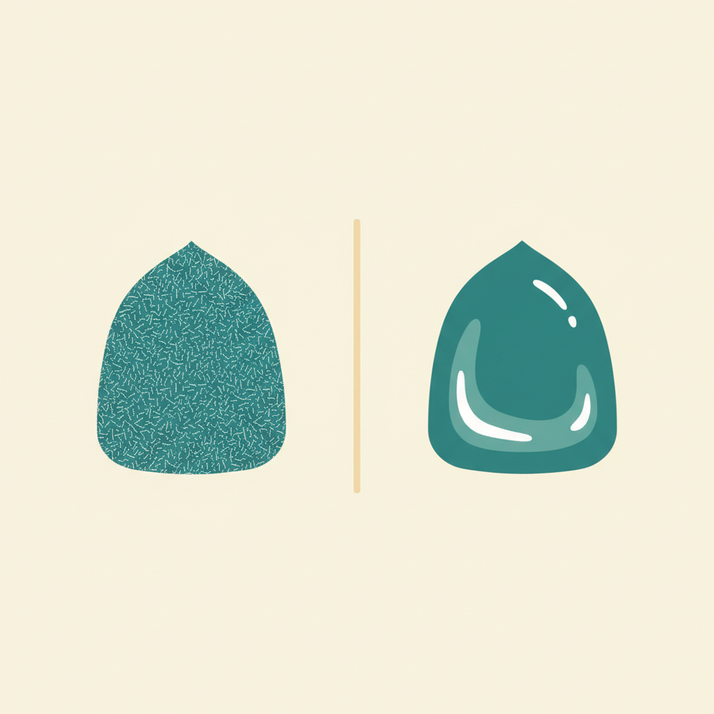 Illustration comparing a dry pouch and a moist pouch side by side