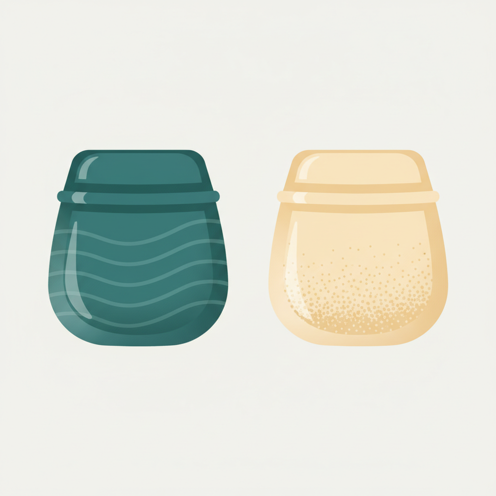 Illustration comparing two nicotine pouch products with different textures